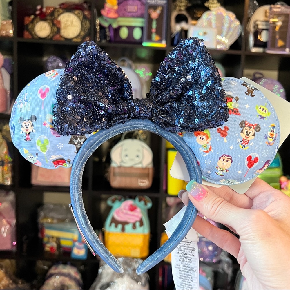 Disney Mickey Minnie AOP Chibi Loungefly Ear Headband Adults NWT In Hand!